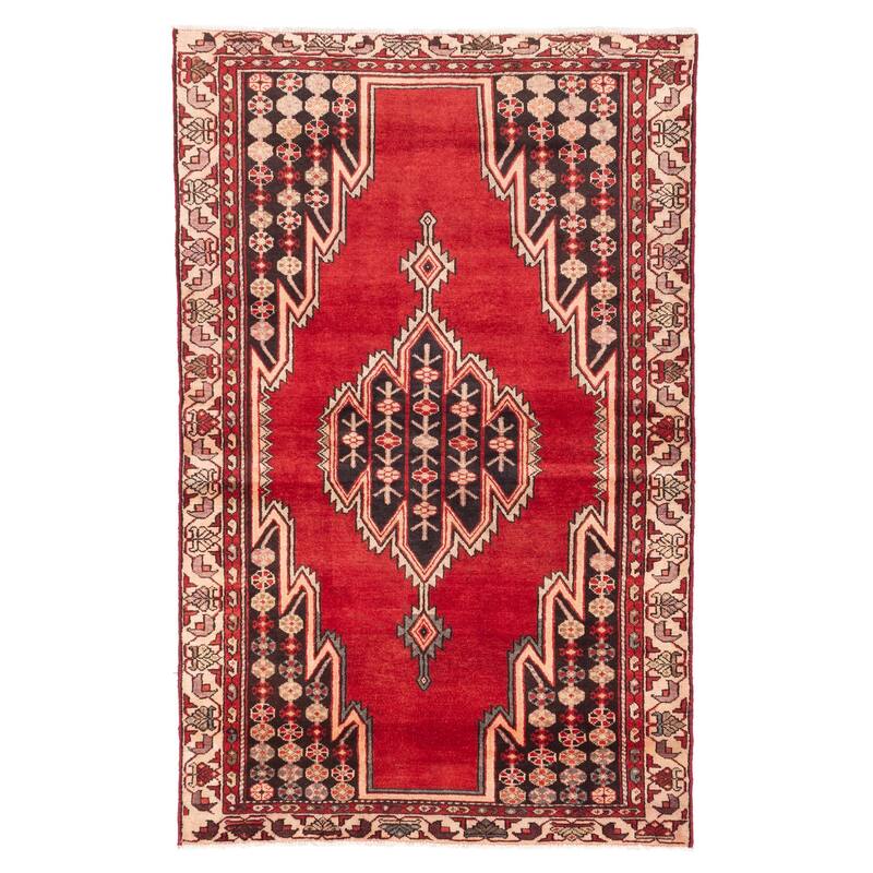 ECARPETGALLERY Hand-knotted Andelz Red Wool Rug - 4'2 x 6'7