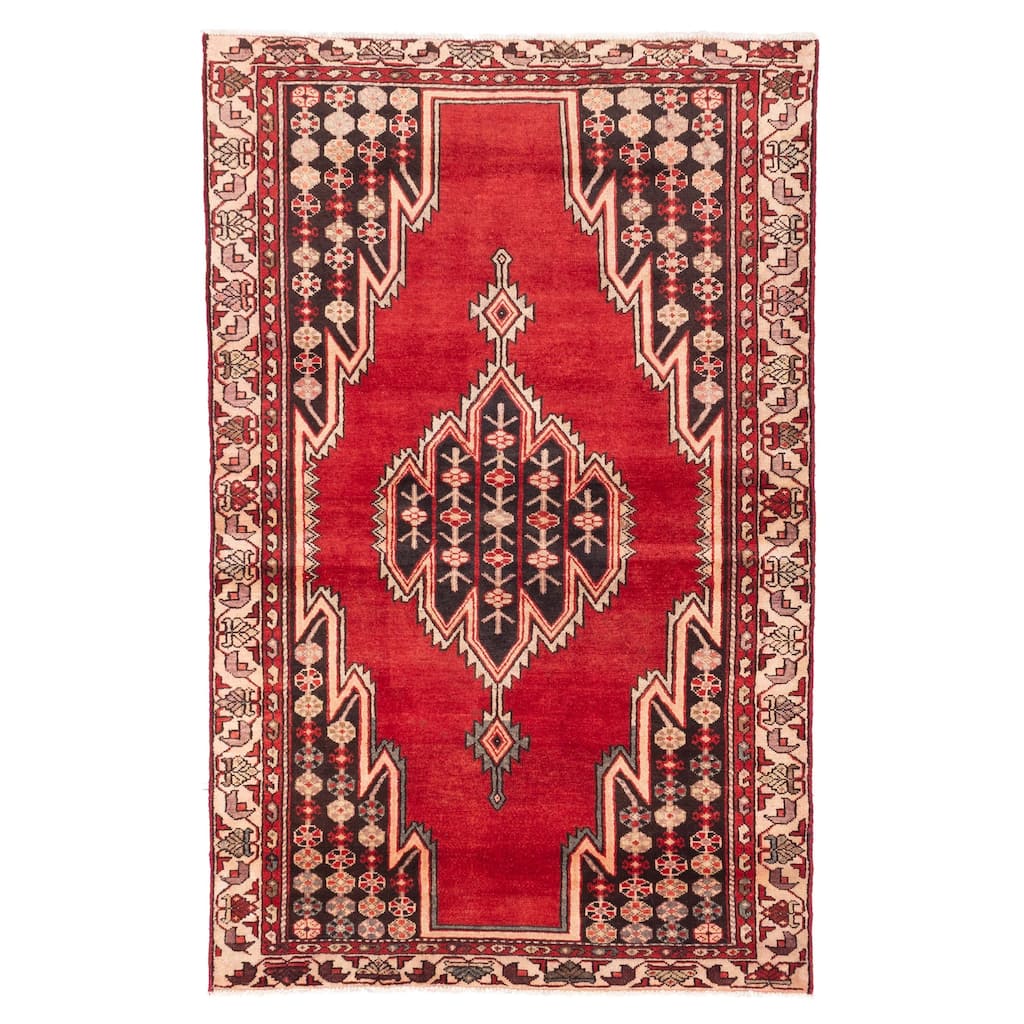 ECARPETGALLERY Hand-knotted Andelz Red Wool Rug - 4'2 x 6'7
