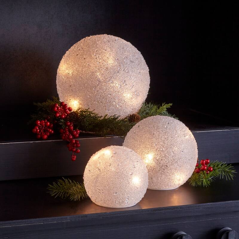 LED Frosted Snowball Globe (Set of 3)