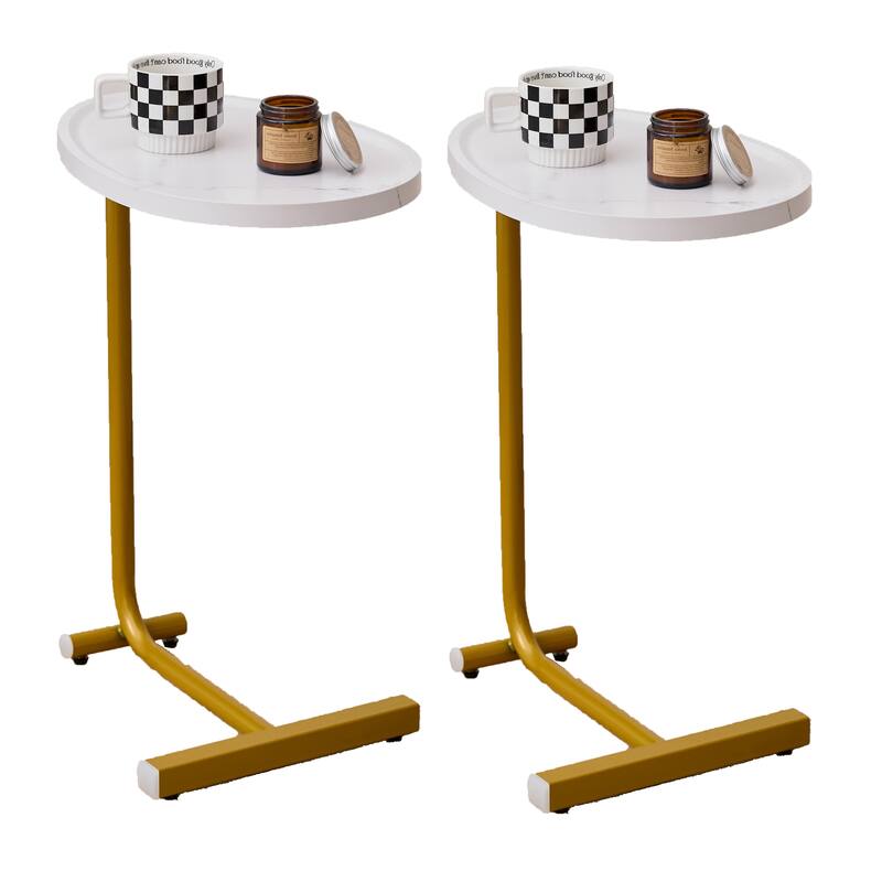 Space-Saving C-Shaped End Table – Perfect for Couches & Beds
