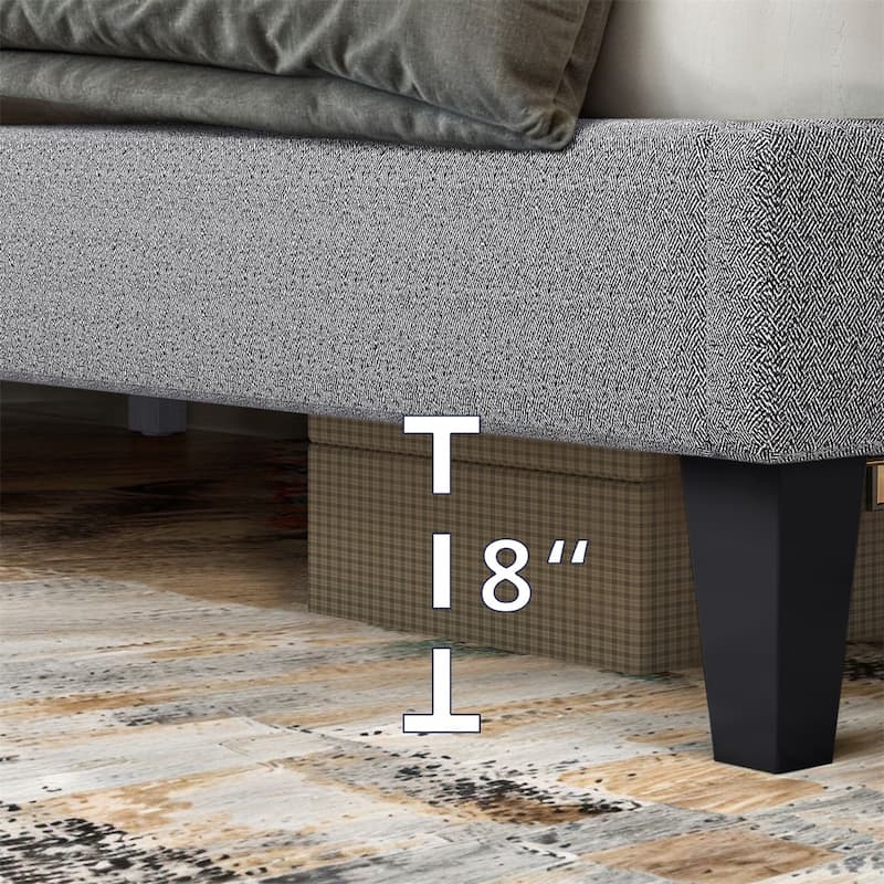 Twin Bed Frame Upholstered Platform with Headboard and Strong Wooden Slats,No Box Spring Needed, Easy Assembly