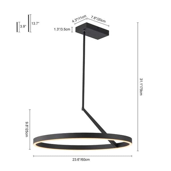 Contemporary Dimmable LED 23.6in Wheel Circular Pendant Light