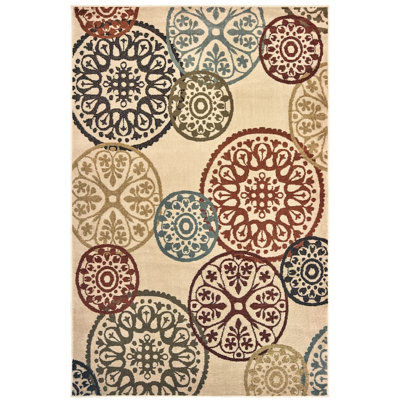 Laval Beige Various Colors Geometric Medallion Casual Area Rug
