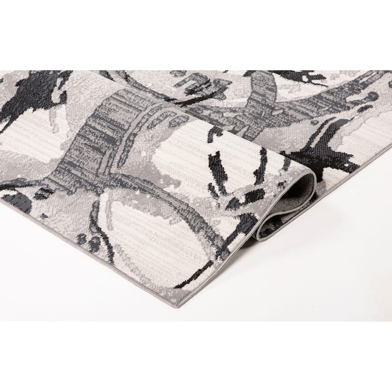 Lela Collection Geometric Circles Polyester Rug