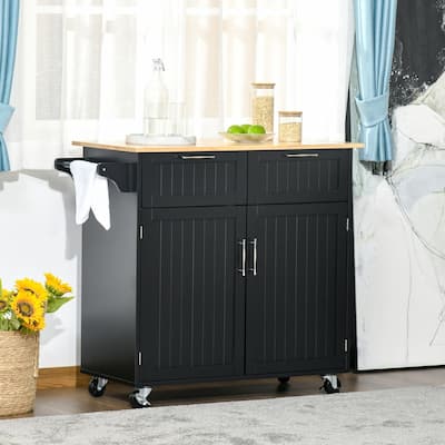 Modern 41" Rolling Kitchen Island on Wheels