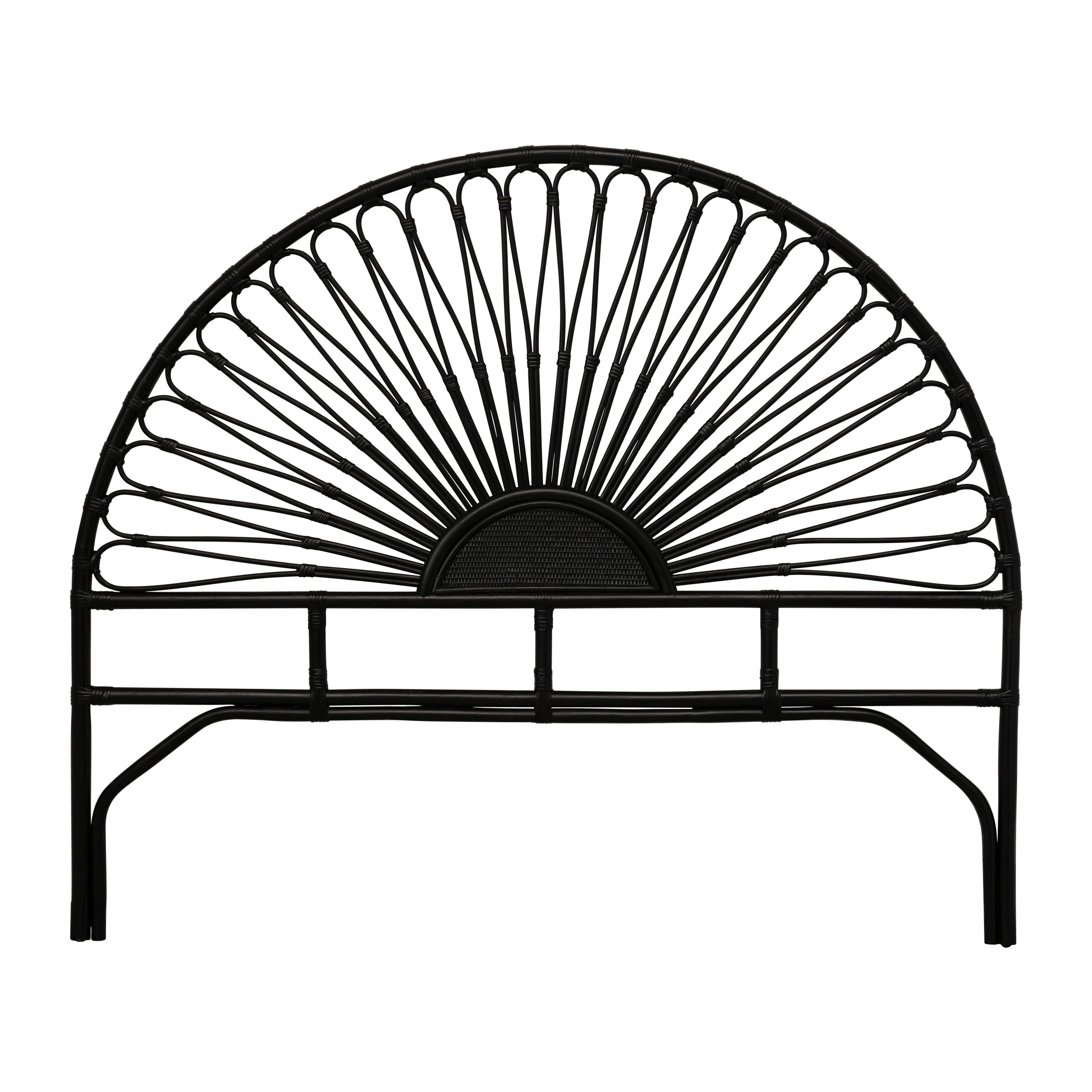 Rattan and Reclaimed Wood Sunburst Headboard
