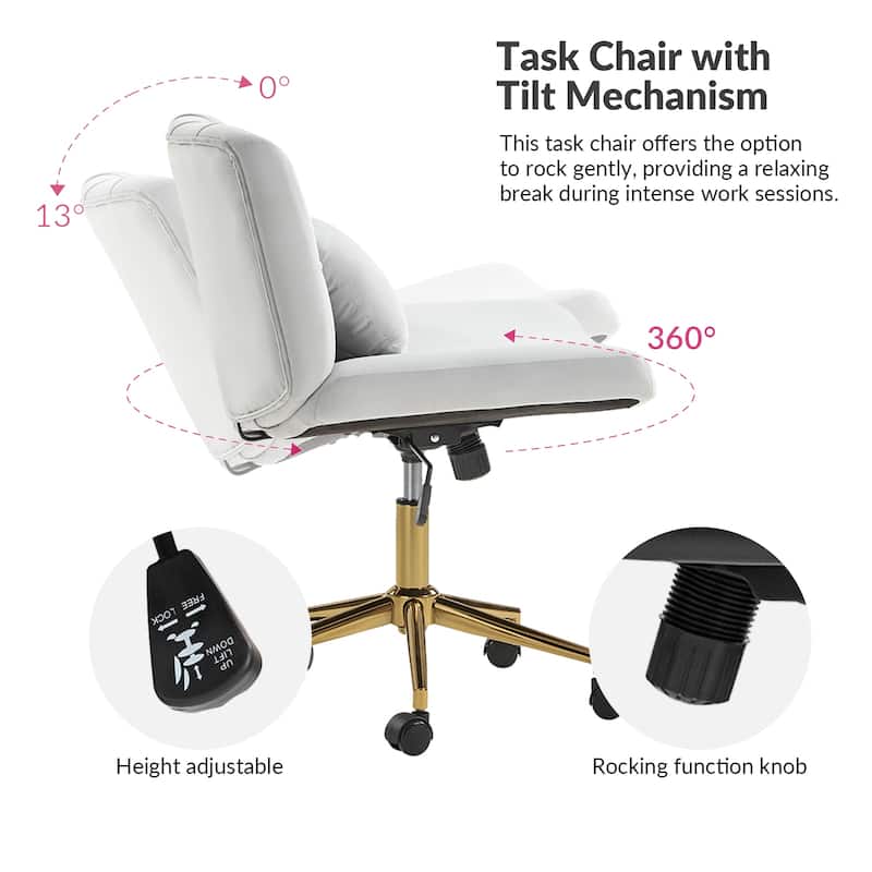 Ollie Modern Flannel Swivel Tilting Office Chair with Pillow by HULALA HOME