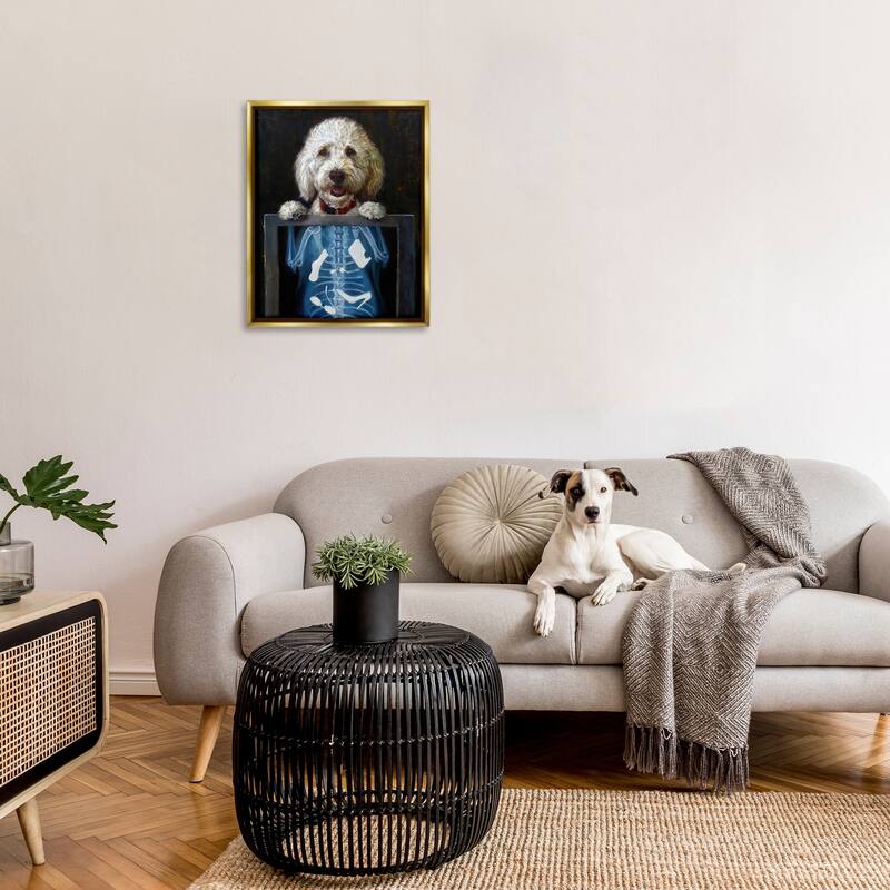 Stupell Funny Dog X-Ray Snacks Framed Floater Canvas Wall Art by Lucia Heffernan
