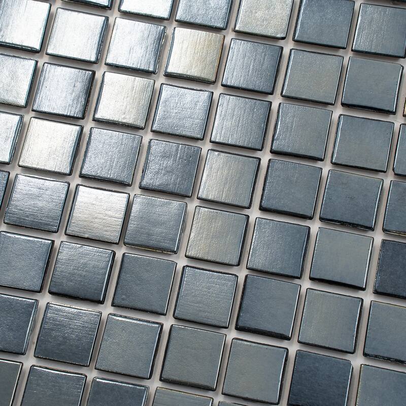 Apollo tile 12" x 12" Nacreous Glossy Shimmer Black Glass Tile (20 sq ft/case) - 20 Pack