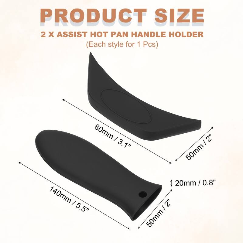 2 Pcs Silicone Assist Hot Pan Handle Holder, Non-Slip - Black
