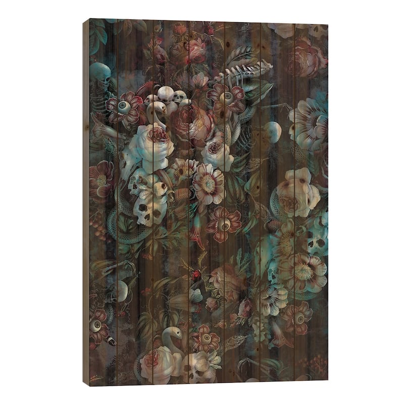 Eyes Of Darkness Print On Wood by Riza Peker - Multi-Color - 40x26x1.5