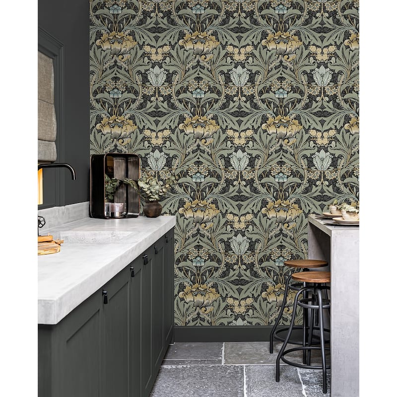NextWall Acanthus Floral Peel and Stick Wallpaper