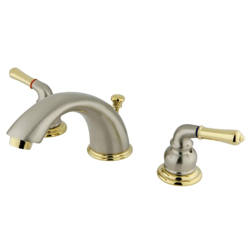 Kingston Brass Magellan Deck Mount Widespread Bathroom Faucet - Brushed Nickel/Polished Brass