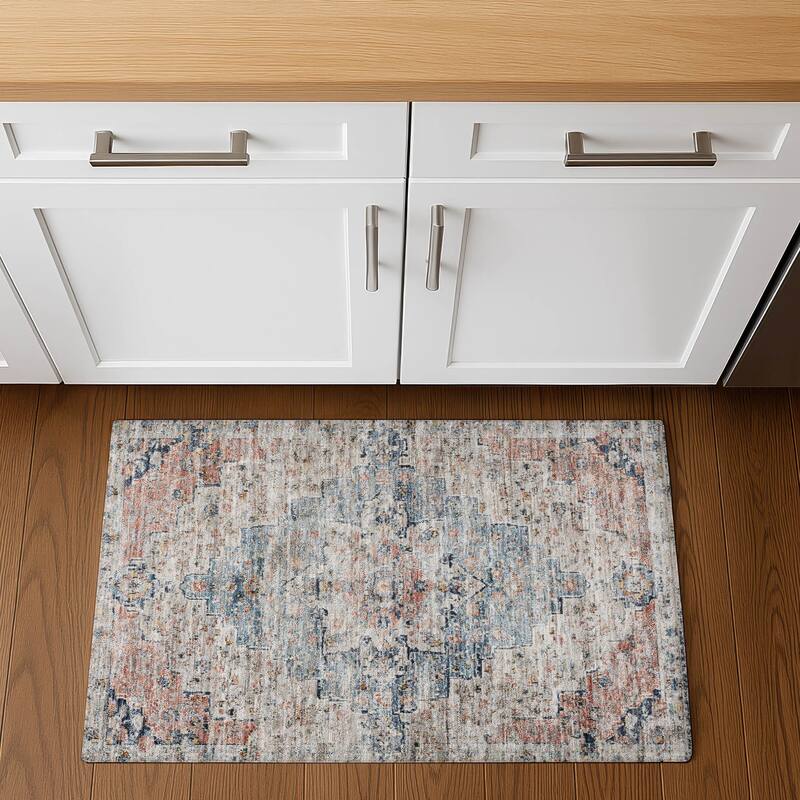 Premium Washable Super Soft Vintage Traditional Mayfield Rug - 1'8" x 2'6" - Beige