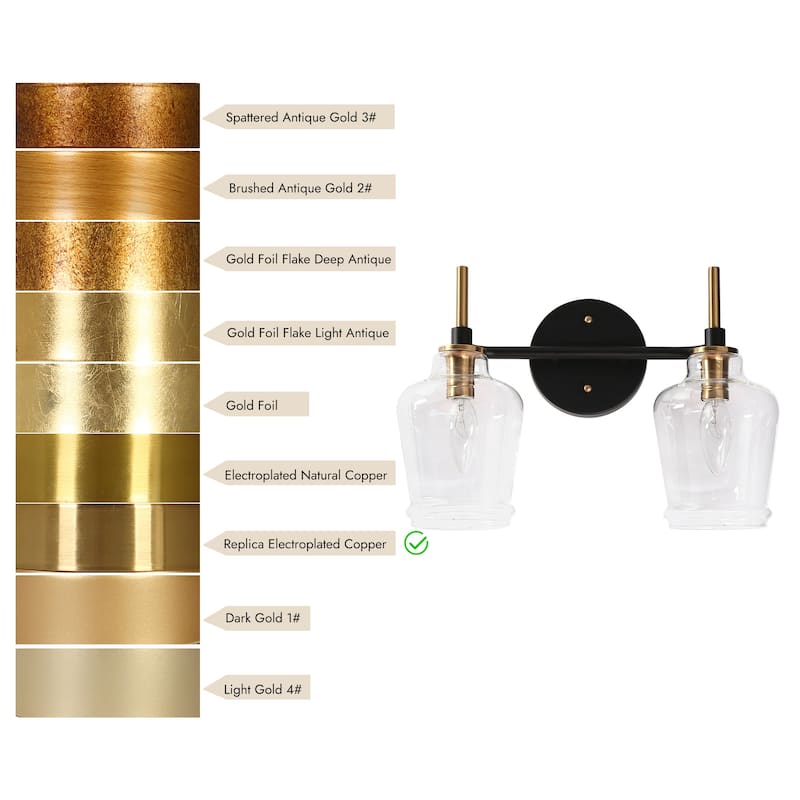 Modern 2/3/4-Light Black Gold Bathroom Vanity Lights Linear Glass Wall Sconces