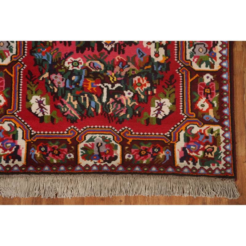 Hand Knotted Oriental 100% Wool Carpet Traditional Floral Pink Bakhtiari Area Rug - 5' 3'' X 3' 7''