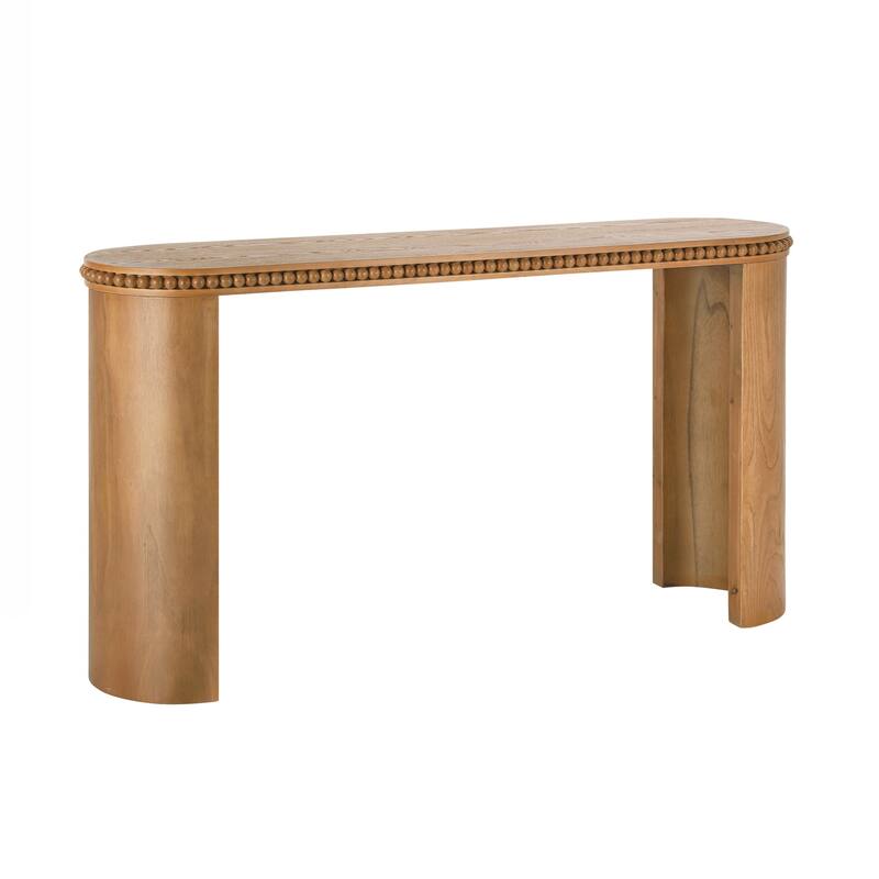 Vintage Console Table with Beaded Trim and Reversible Curved Legs, Entryway Accent Table for Hallway, Living Room