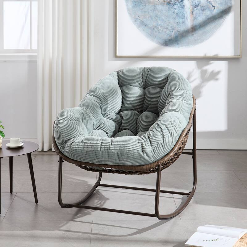 Living Room Rocking Chair with Steel Frame - Green