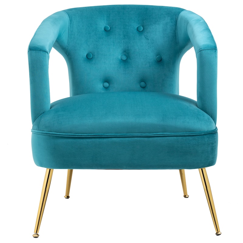 Velvet Upholstered Tufted Livng Room Leisure Chair With Golden feet
