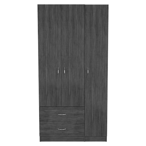 HomeRoots 71" Gray Grainy Oak Manufactured Wood Two Drawer Combo Dresser