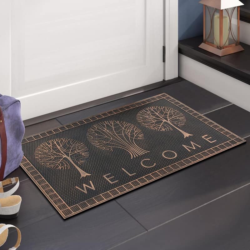 A1HC Welcome Trees Rubber Pin Mat, Beautifully Copper Finished 18"X30"