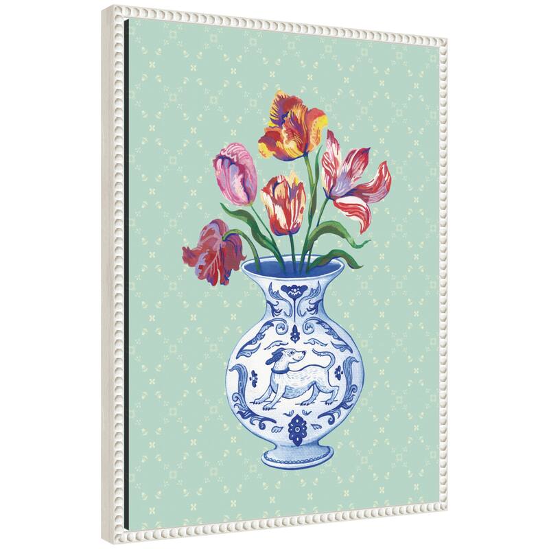 Kate and Laurel Tulip Vase by Lucia Gianello Framed Canvas Wall Art Print - 18 x 24