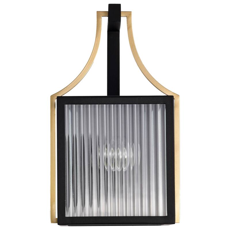 Holden Small Outdoor Lantern Gold and Black Finish Clear Glass - Black / Gold