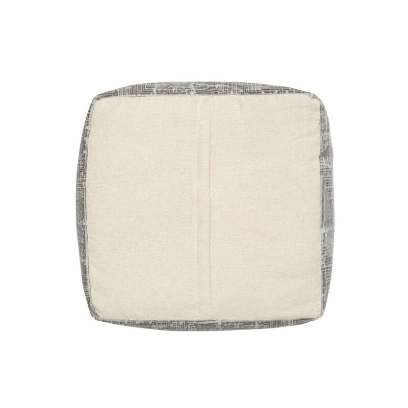 Sevita Gray/Ivory Contemporary Geometric Polyester Blend Pouf