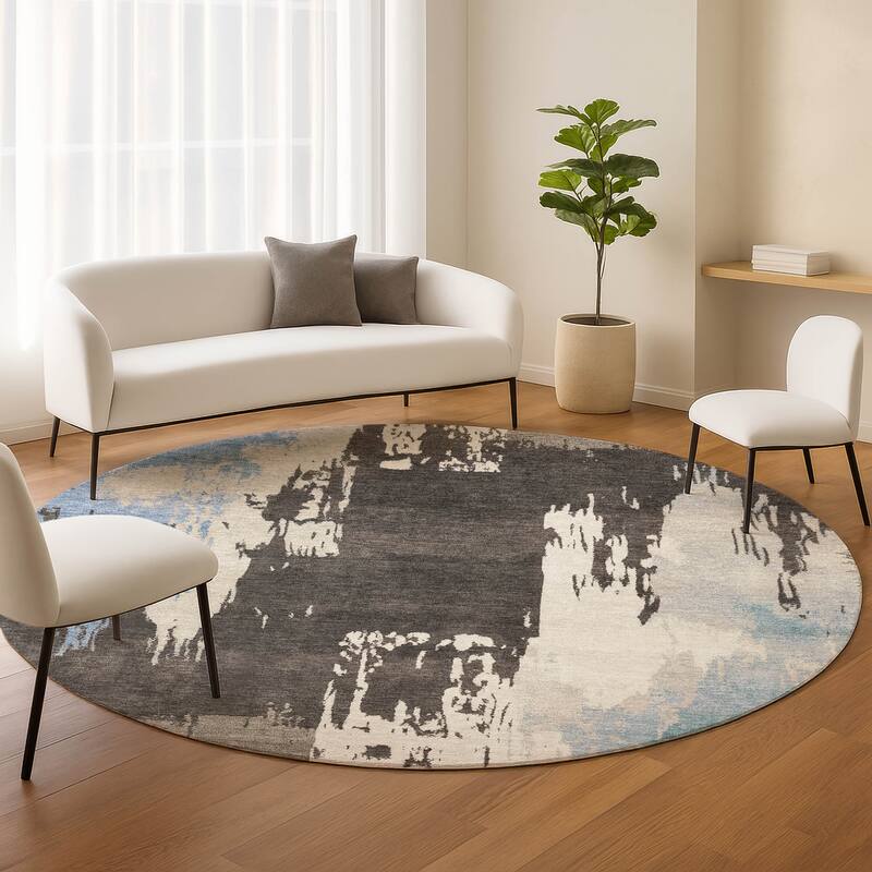 Machine Washable Indoor/ Outdoor Contemporary Fusion Chantille Rug