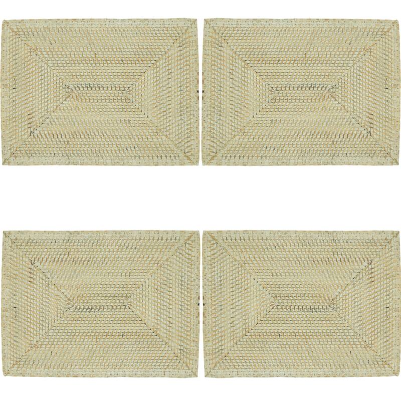 Rattan Placemats With Woven Design (Set of 4)