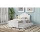 preview thumbnail 18 of 24, Twin Size Solid Pine Wood Platform Kids Bed Frame with Headboard & Twin Size Trundle for Bedroom, Easy Assembly, Cappuccino