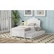 preview thumbnail 8 of 11, Wood Platform Bed with Flower Shape Headboard & Trundle Bed, White