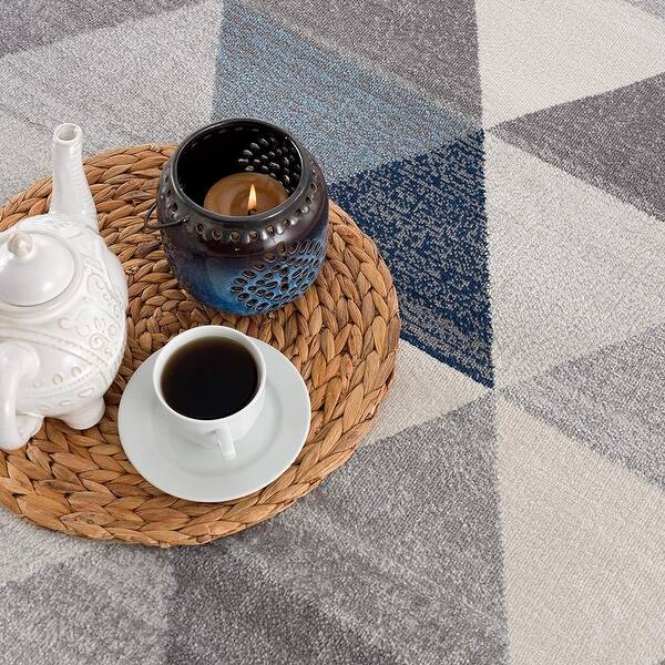 2' x 13' Navy Blue Geometric Diamond Runner Rug 3'6" Bed Bath