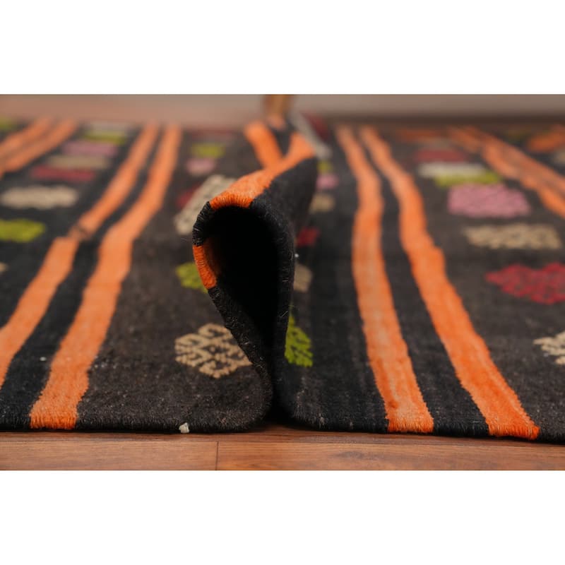 Hand Woven Oriental 100% Wool Carpet Southwestern Tribal Multi-Colored Kilim Area Rug - 11' 4'' X 6' 2''