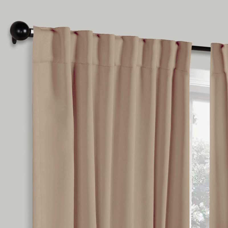 Superior Solid Machine Washable Room Darkening Blackout Curtains with Back Tabs, Set of 2
