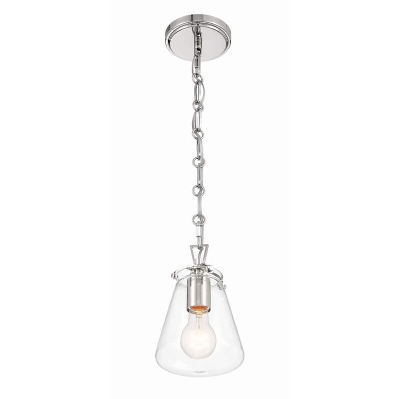 Voss 1 Light Polished Nickel Mini Pendant - 5.75"W x 9"H x 5.75"D