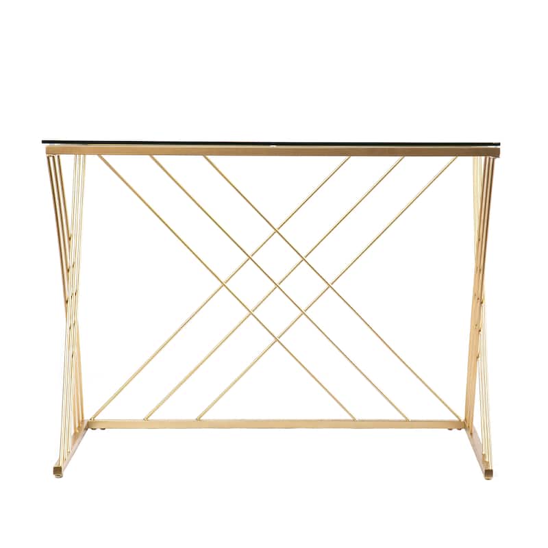 SEI Furniture Doreen Contemporary Gold Glass Desk