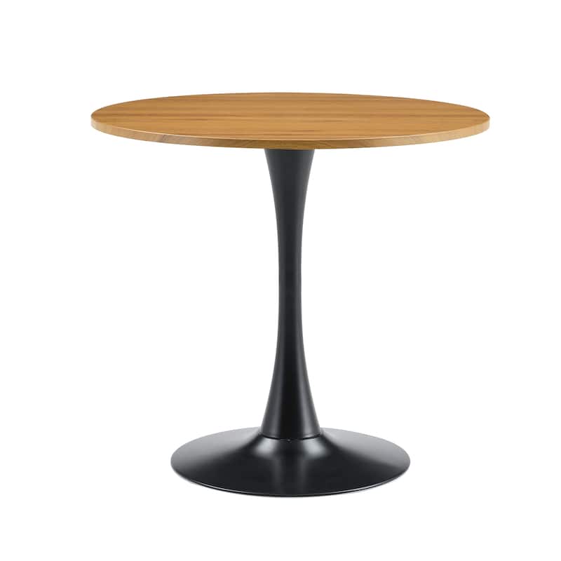Round Dining Table, 31.5" Circle Tulip Table with Thickened Tabletop & Metal Pedestal, Mid Century Modern Bistro Table