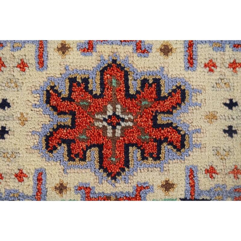 Geometric Kazak Indian Accent Rug Handmade Wool Carpet - 2'0" x 3'0"