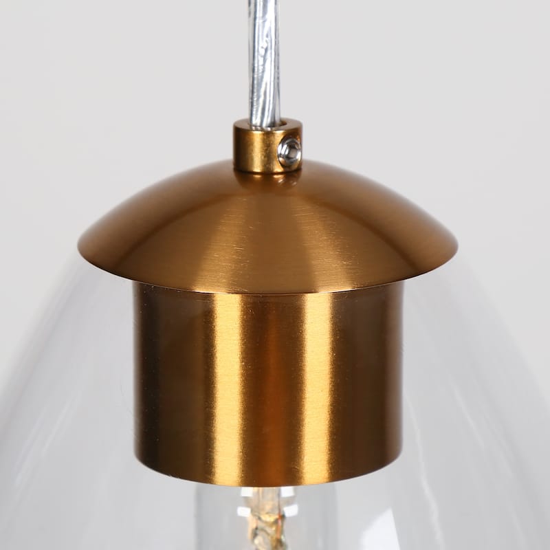 Modern Gold 1-Light Glass Pendant Light for Kitchen Island Dining Room - D6.7"xH12.6"