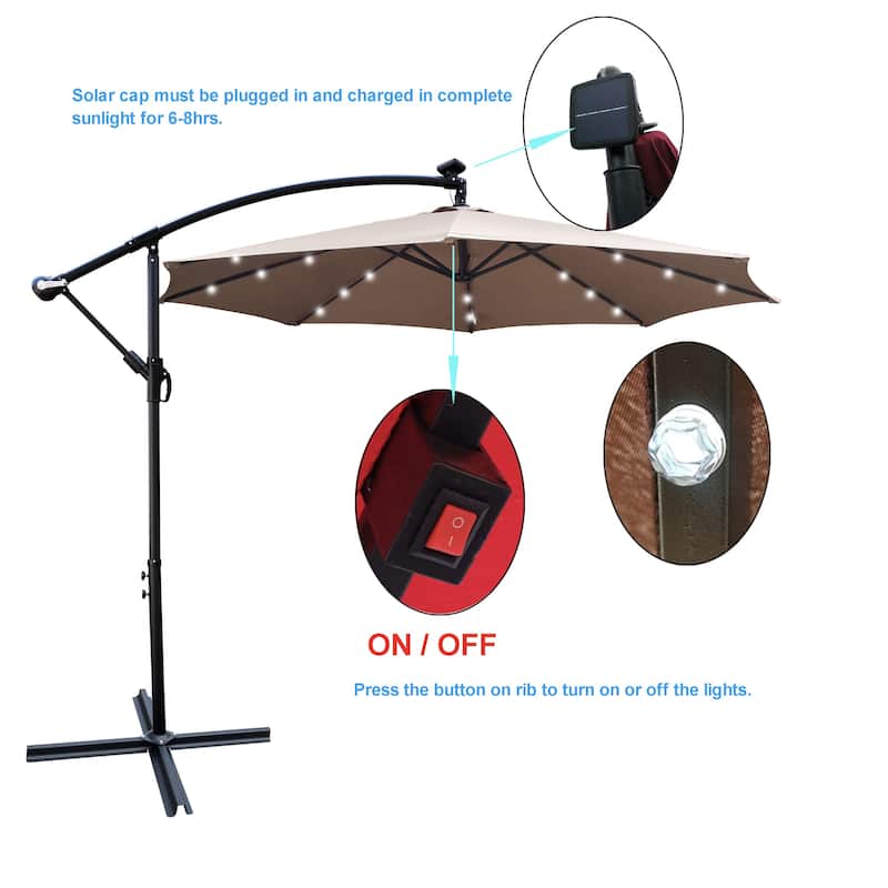 Waterproof 10 ft Market Umbrella with LED Lights