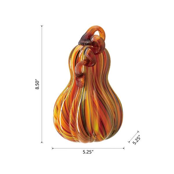 dimension image slide 3 of 4, Glitzhome Fall Thanksgiving Multi Striped Glass Pumpkins Table Accent Ornaments