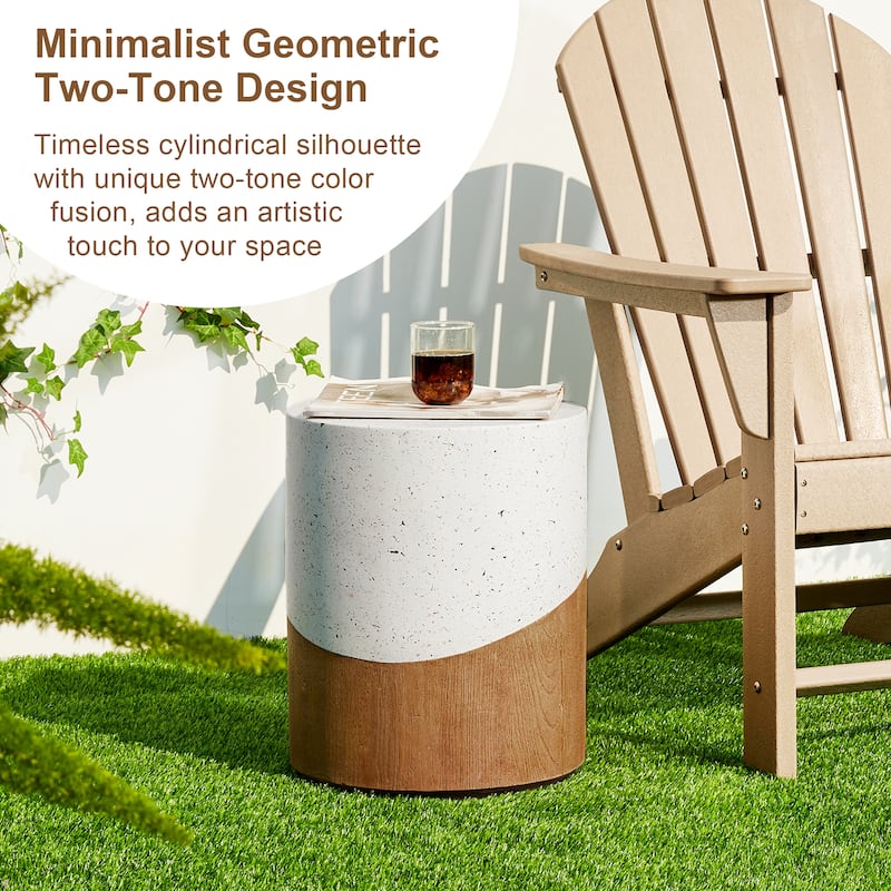 Glitzhome 17"H Multi-functional MGO Garden Stool Outdoor Table
