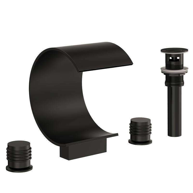 Widespread Bathroom Faucet 3 Hole, 2-handle Bathroom Sink Faucet with Drain Assembly - Matte Black