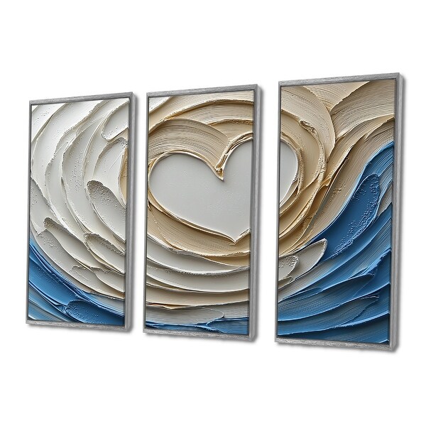 Designart - White Spiraling Hearts Accented With Blue II