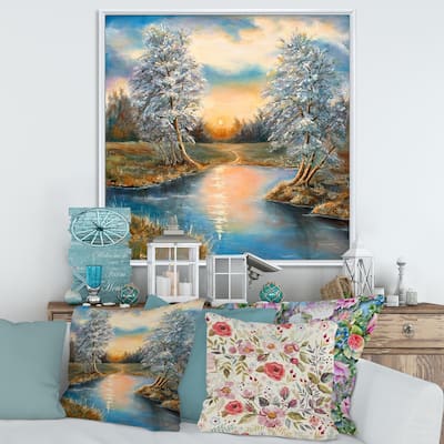 Designart 'Birches In The Autumn Woods' Lake House Framed Canvas Wall Art Print