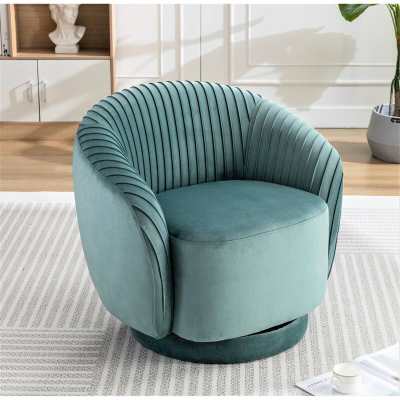 Small Milvo Velvet Swivel Barrel Chair - Mint Green
