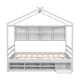 preview thumbnail 35 of 34, Modern Full House Kids Bed with Roof,Bedside Shelves,Ladder,Guardrail