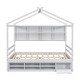 preview thumbnail 11 of 10, White Full Size House Bed with Roof Frame, Bedside-shelves, and Under Bed Storage Unit