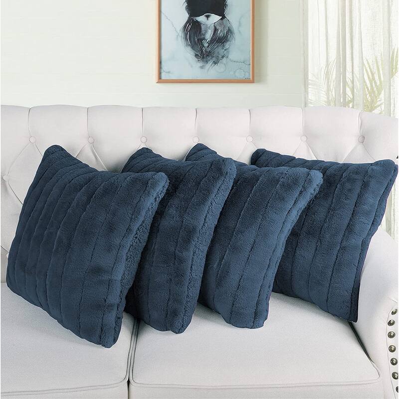 Supermink Soft Solid Throw Pillow Covers Set of 4, NO INSERT - Parisain Night